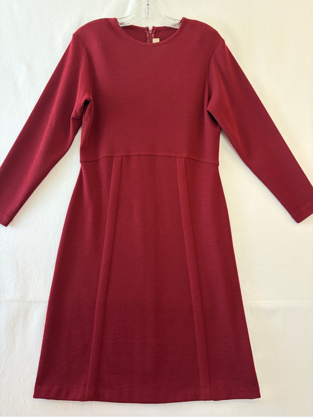 Wine Red Midi Long Sleeve A-Line Vintage Will Dress